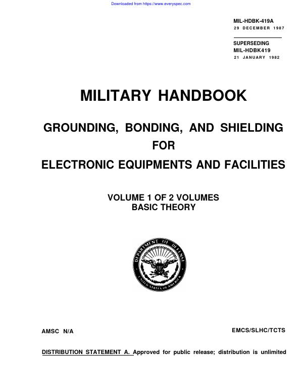 Front cover of MIL-HDBK-419A
