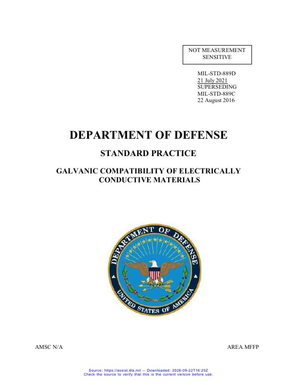 Front cover of MIL-STD-889D